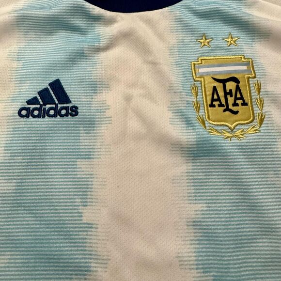 Adidas Argentina Soccer Jersey Youth M AFA FIFA White Blue Climalite Football - Picture 3 of 9